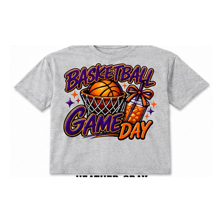 Basketball Game Day Tee — Heather Gray